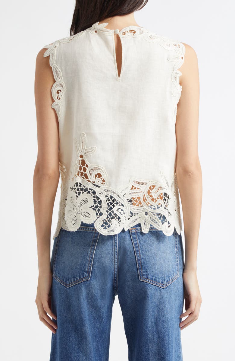 Ulla Johnson Marlis Lace Trim Linen Top, Alternate, color, 