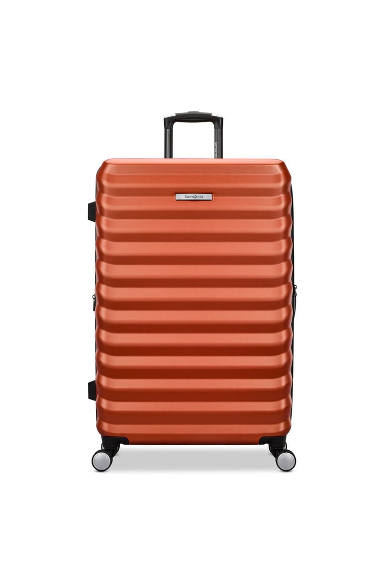 Element Hardside Expandable 28" Large Checked Spinner Luggage, Alternate, color, Copper Orange