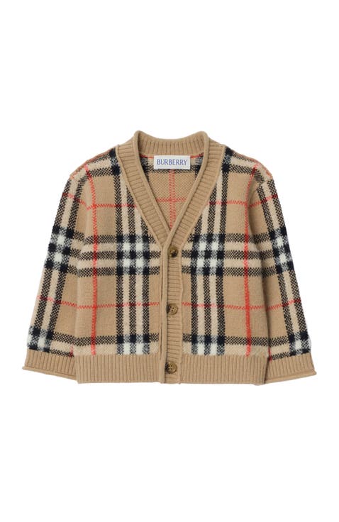 Check Wool Cashmere Cardigan
