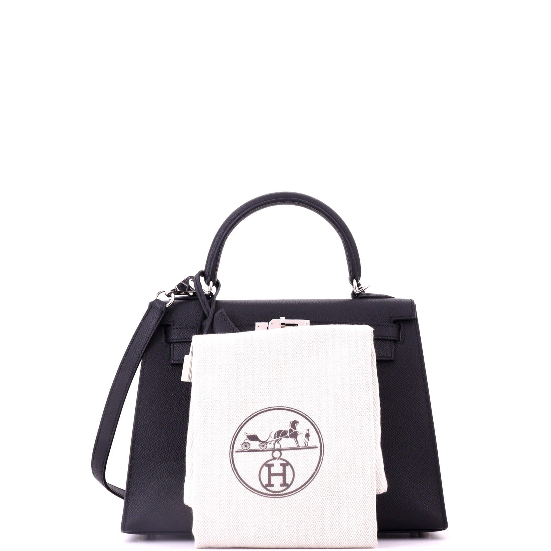 Pre-Owned Hermes Kelly Handbag Black Epsom with Palladium Hardware 25, Alternate, color, Noir