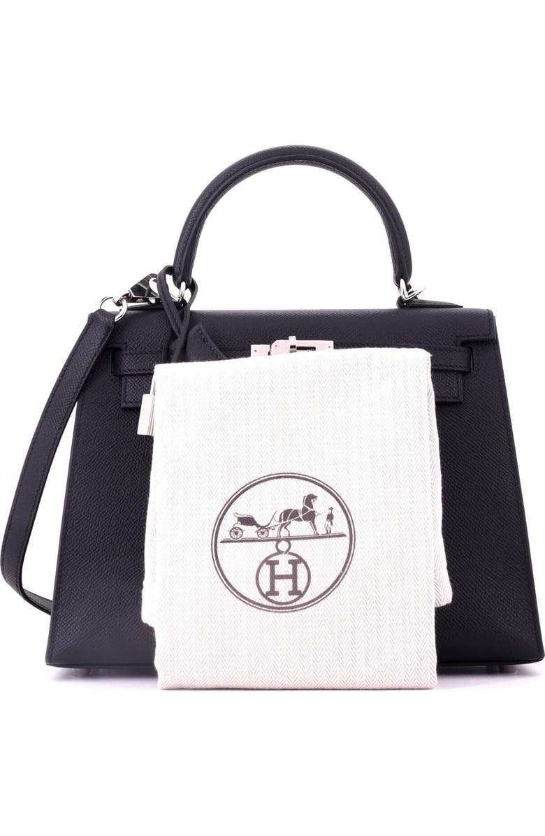 Pre-Owned Hermes Kelly Handbag Black Epsom with Palladium Hardware 25, Alternate, color, Noir