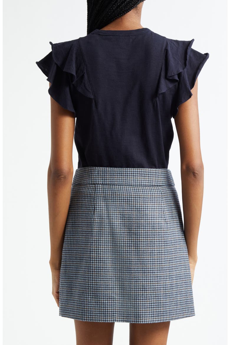 Bea Ruffle Pima Cotton T-Shirt, Alternate, color, NAVY