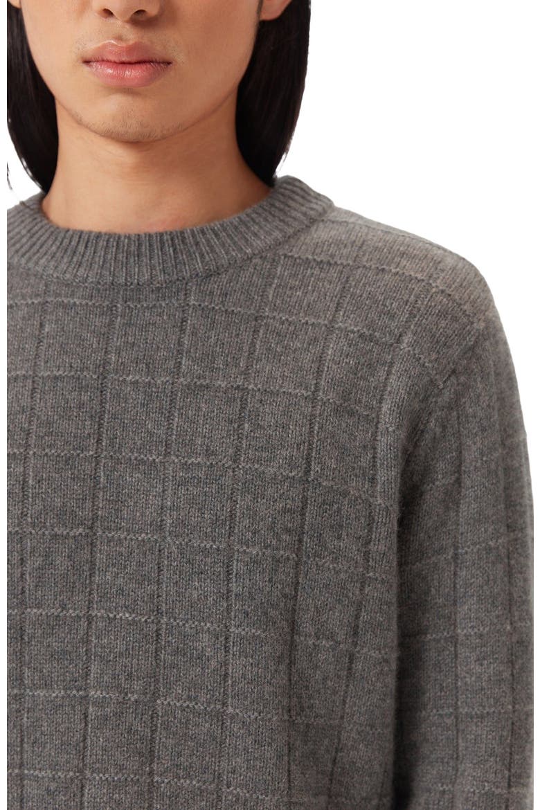 Square-Patterned Cashmere Sweater, Alternate, color, dim gray