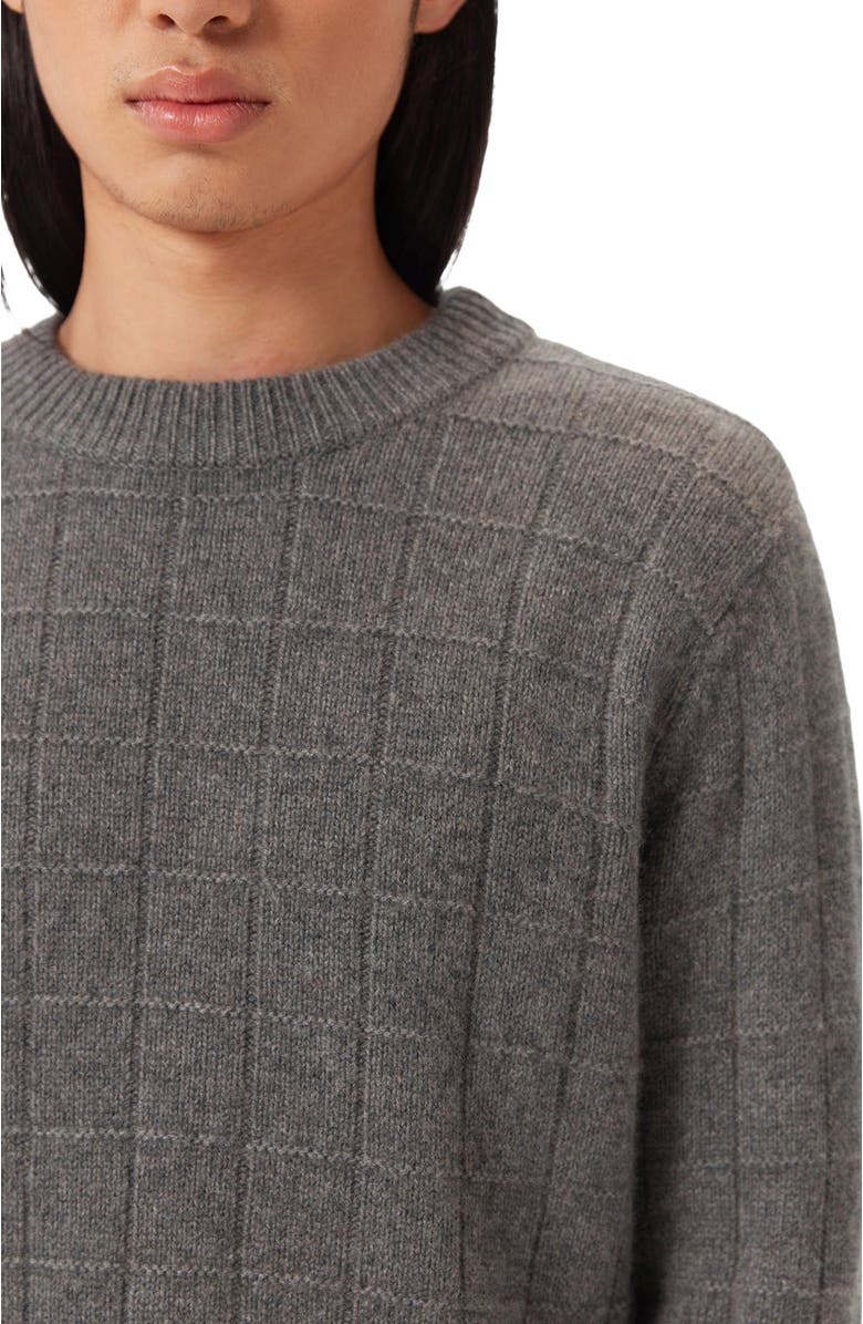 GOBI Mongolian Cashmere Square-Patterned Cashmere Sweater, Alternate, color, Dim Gray