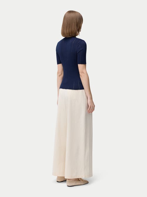 Gobi Mongolian Cashmere Ajour-knit Cashmere Silk Top In Mood Indigo