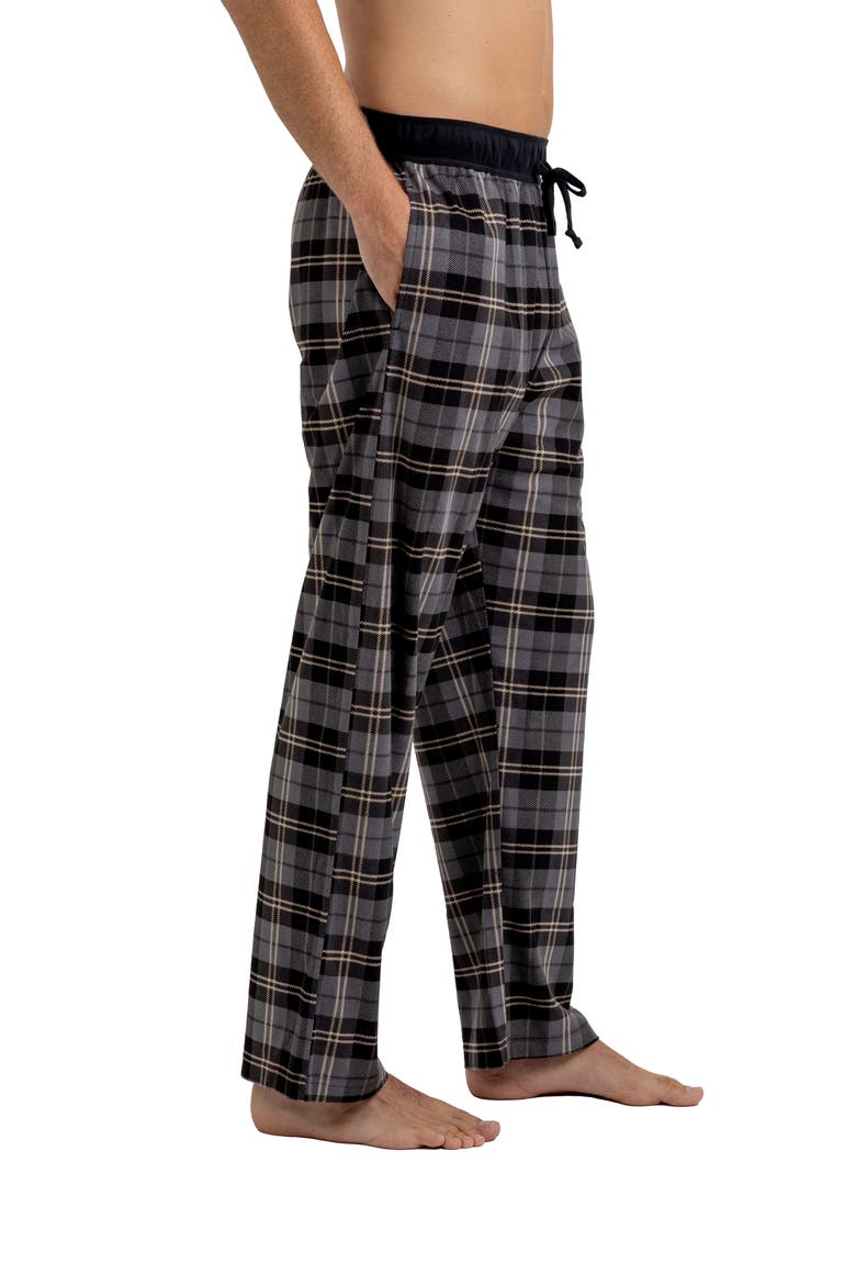Brushed Plaid Flannel Lounge Pants, Alternate, color, CHARCOAL/BLACK