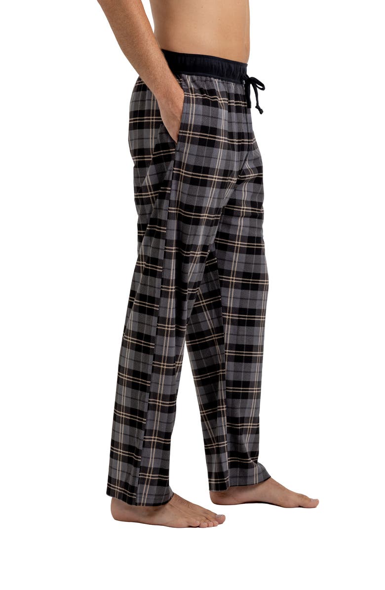 Rainforest Brushed Plaid Flannel Lounge Pants, Alternate, color, Charcoal/Black