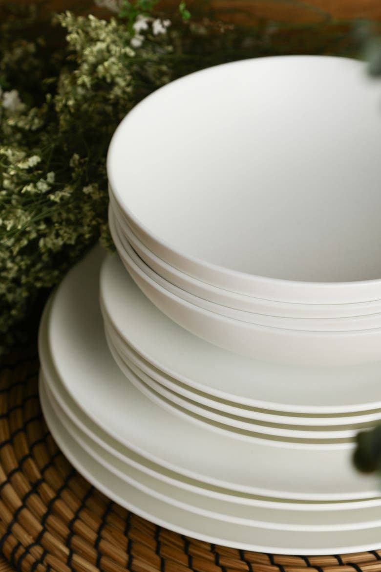 Taglio Bone China 12-piece Dinnerware Set, Alternate, color, Matte White