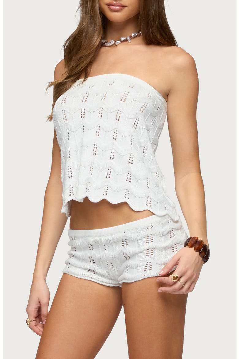 Isola Strapless Pointelle Knit Top, Alternate, color, CREAM