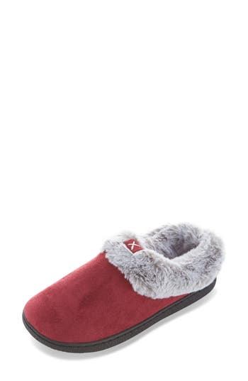 Floopi Slipper With Faux Fur Trim In Burgundy