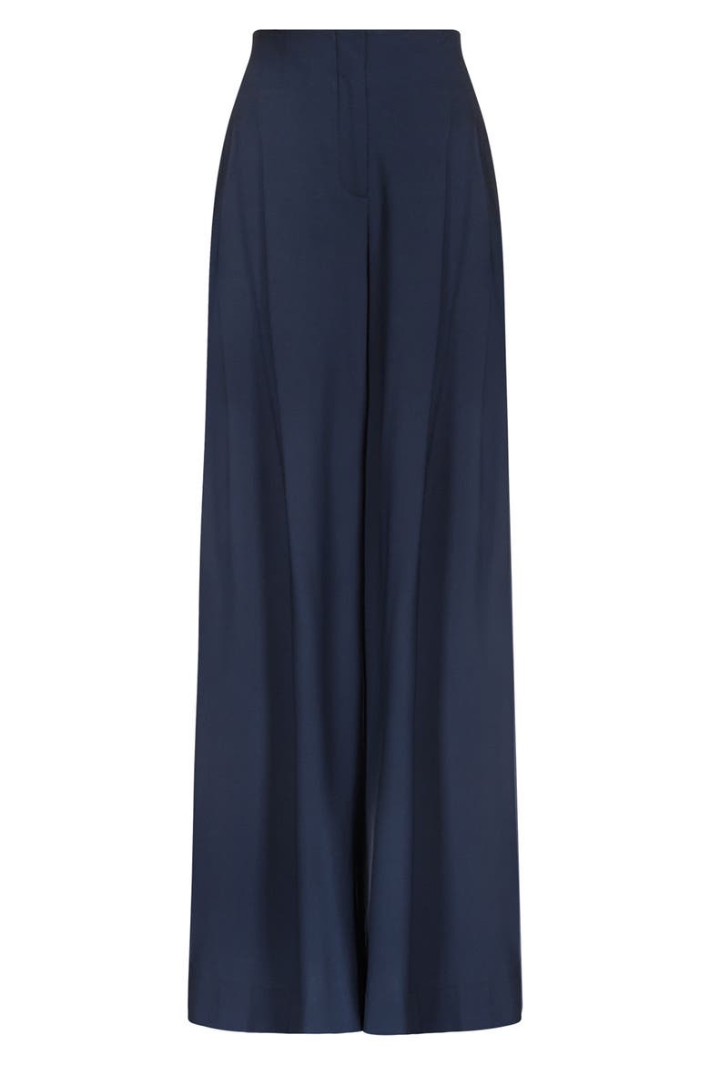 Drew Pleated Wide Leg Cashmere Pants, Alternate, color, BLUEBERRY