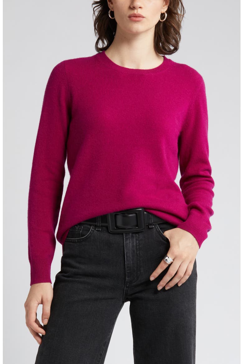 Cashmere Crewneck Sweater, Alternate, color, PINK PLUMIER