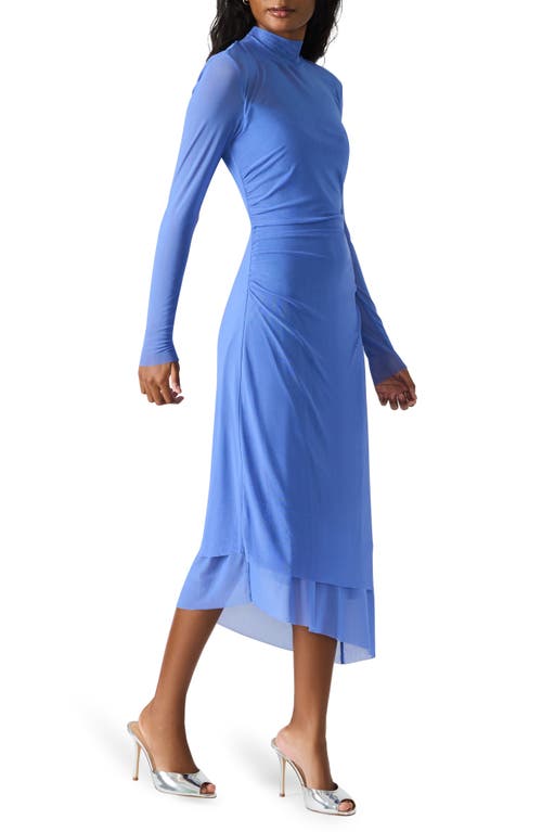 Steve Madden Blare Long Sleeve Mesh Midi Dress In Blue
