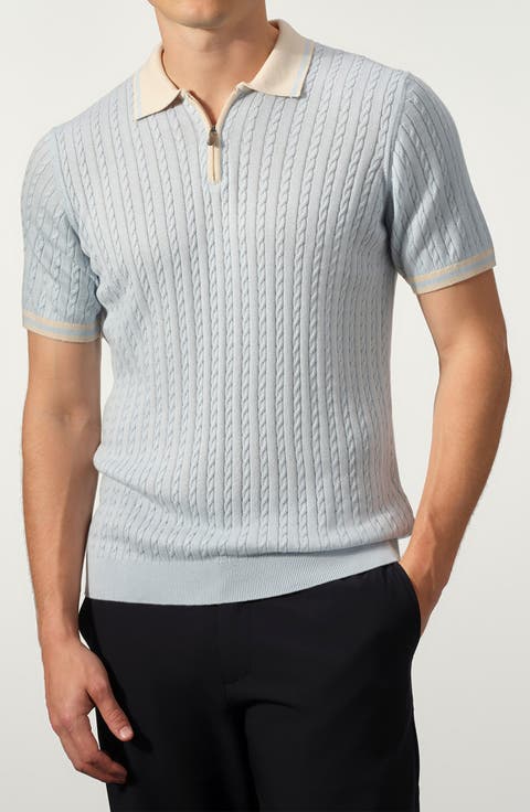 Cable Knit Polo Sweater