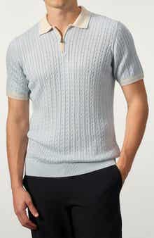 STUDIO GARNET LOS ANGELES Cable Knit Polo Sweater