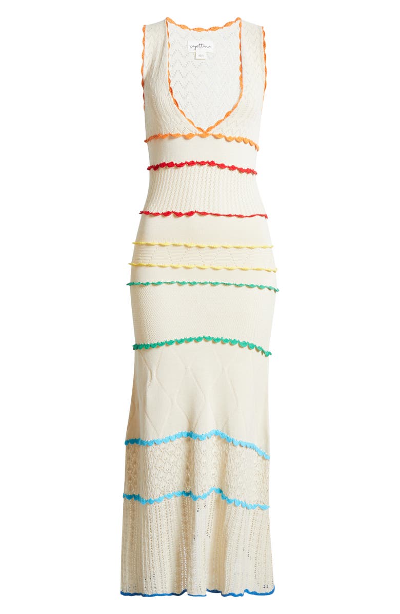 Capittana Abbie Tiered Mixed Stitch Cover-Up Maxi Dress, Alternate, color, Multicolor