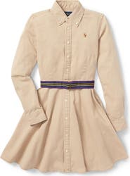 Polo Ralph Lauren Kids' Long Sleeve Belted Cotton Shirtdress