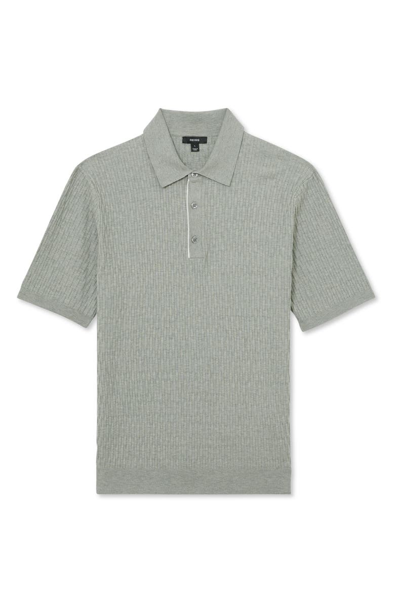 Reiss Era Basket Weave Knit Polo Sweater, Alternate, color, Soft Sage