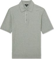 Reiss Era Basket Weave Knit Polo Sweater
