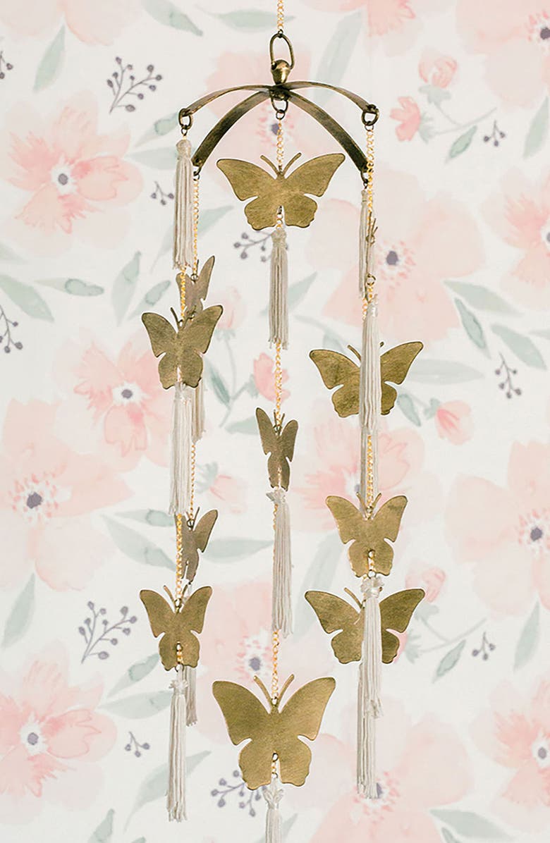 CRANE BABY Parker Pink & Green Floral Nursery Wallpaper, Alternate, color, 