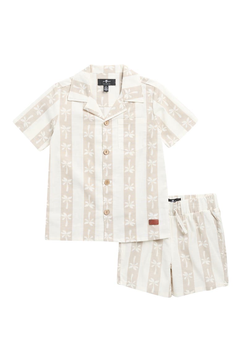 Kids' Cotton & Linen Shirt & Shorts Set, Main, color, VANILLA