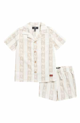 7 For All Mankind Kids' Cotton & Linen Shirt & Shorts Set