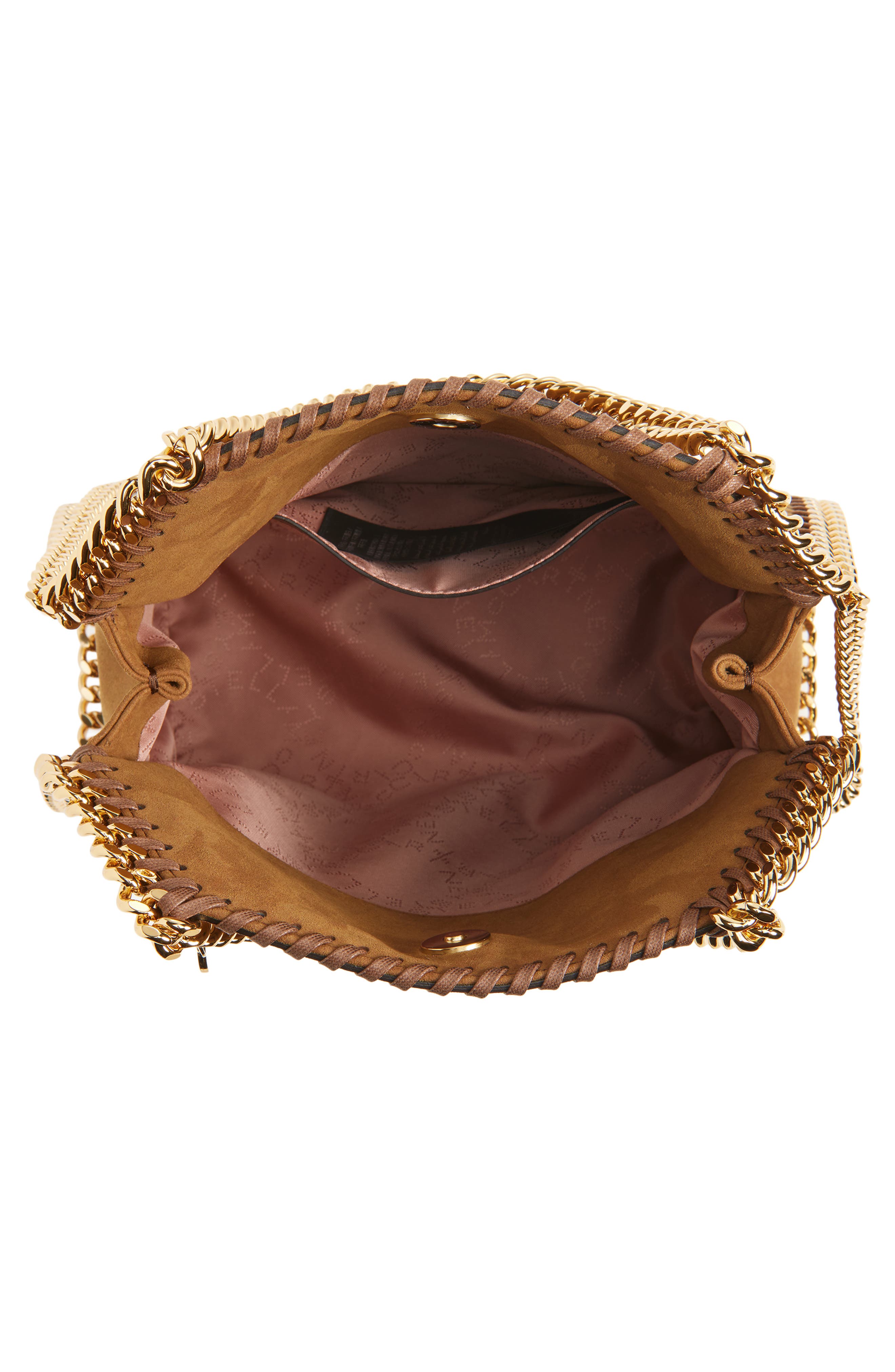 Stella McCartney Mini Falabella Woven Faux Suede Crossbody Bag, Alternate, color, Brandy