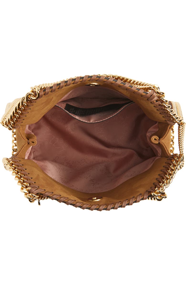 Stella McCartney Mini Falabella Woven Faux Suede Crossbody Bag, Alternate, color, Brandy