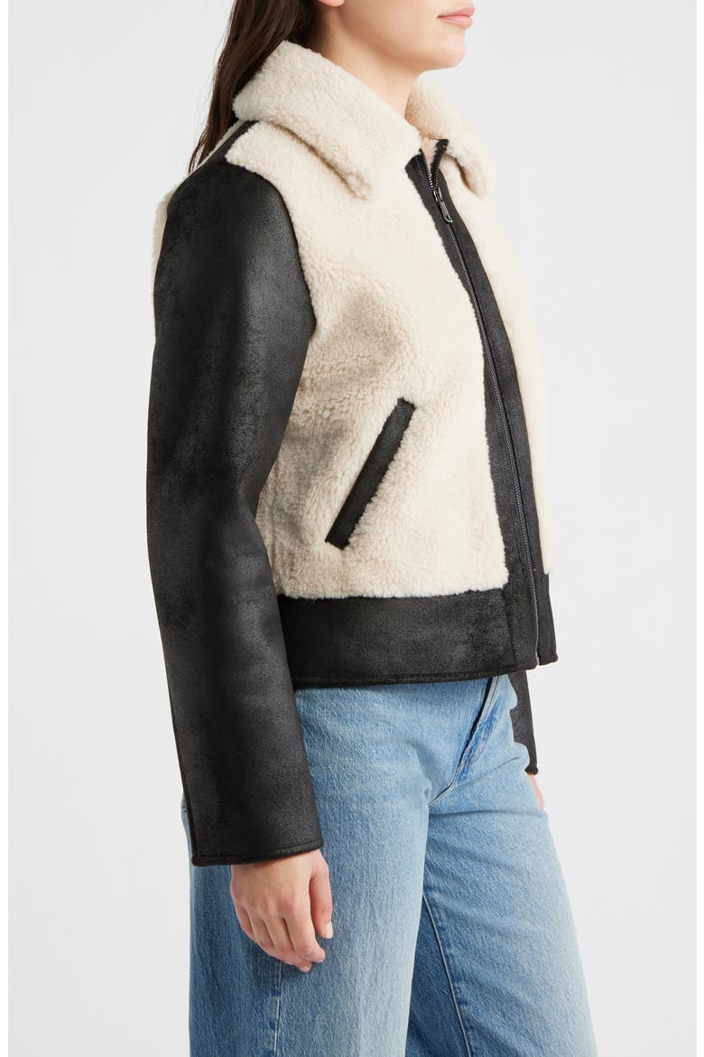 Faux Shearling Jacket, Alternate, color, BLACK/ CREAM