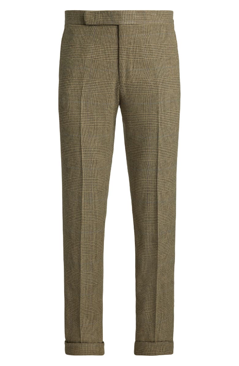 Ralph Lauren Purple Label Glen Plaid Silk, Wool & Cashmere Cuffed Pants, Alternate, color, Artichoke Green Multi