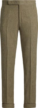 Ralph Lauren Purple Label Glen Plaid Silk, Wool & Cashmere Cuffed Pants