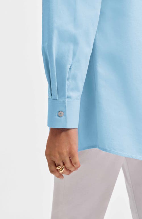 Foxcroft Cici Cotton Non-iron Tunic Shirt In Soft Aqua