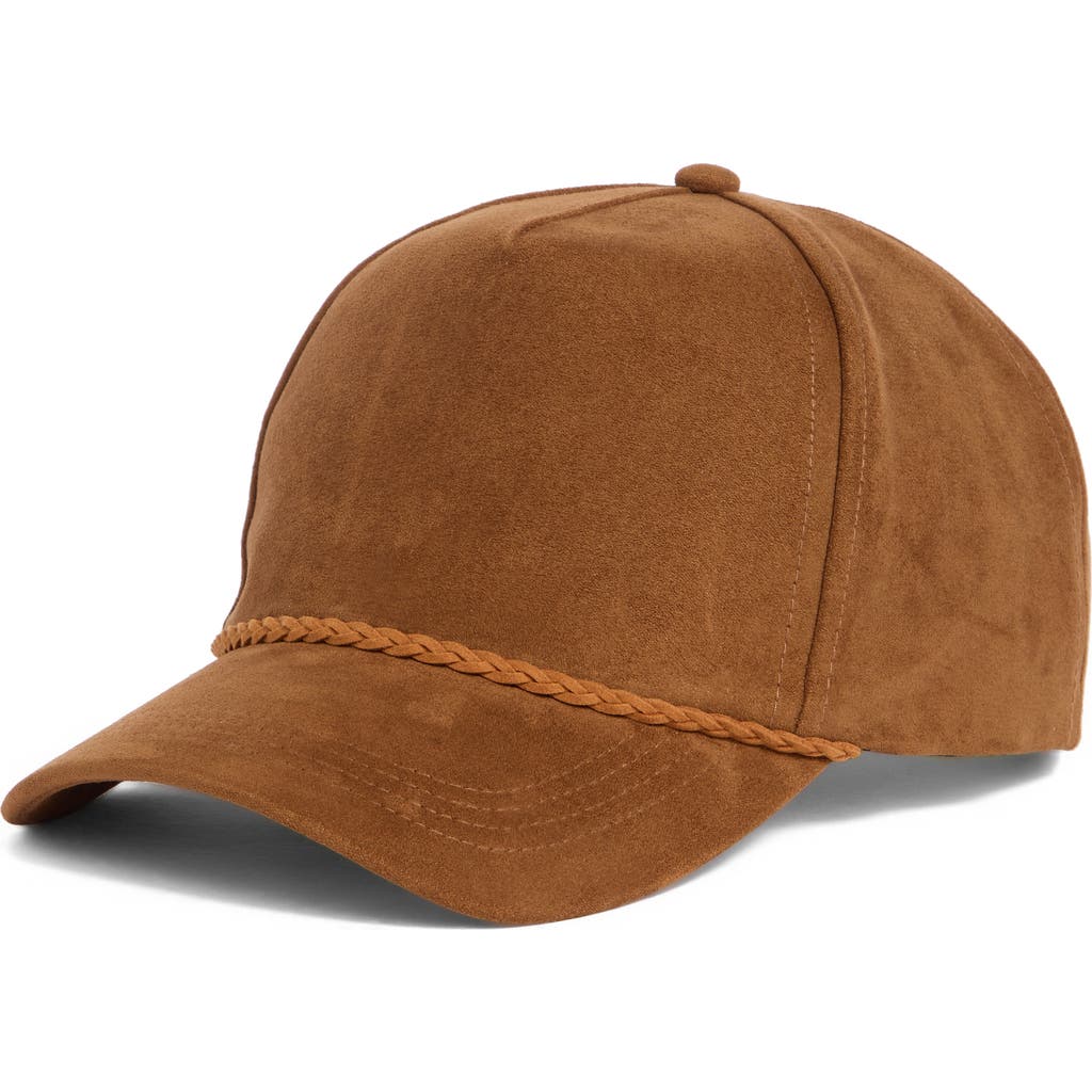David & Young Faux Suede Baseball Cap In Brown
