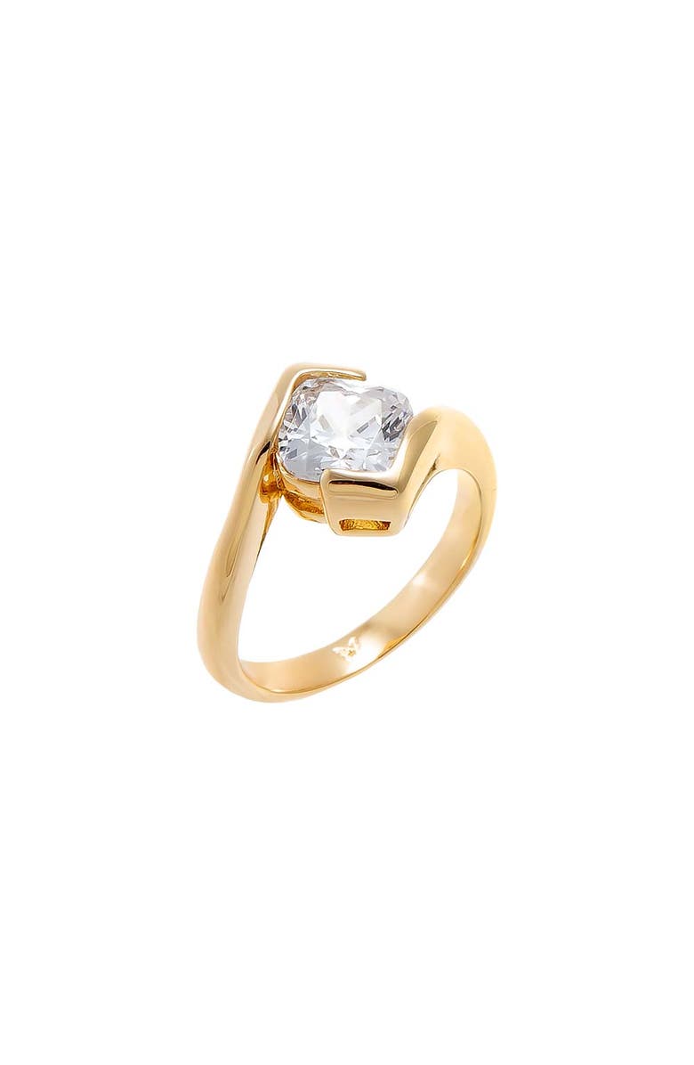 BY ADINA EDEN CZ Solitaire Square Bezeled Pinky Ring, Main, color, Gold