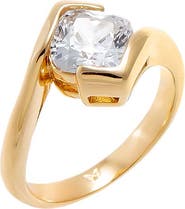 BY ADINA EDEN CZ Solitaire Square Bezeled Pinky Ring