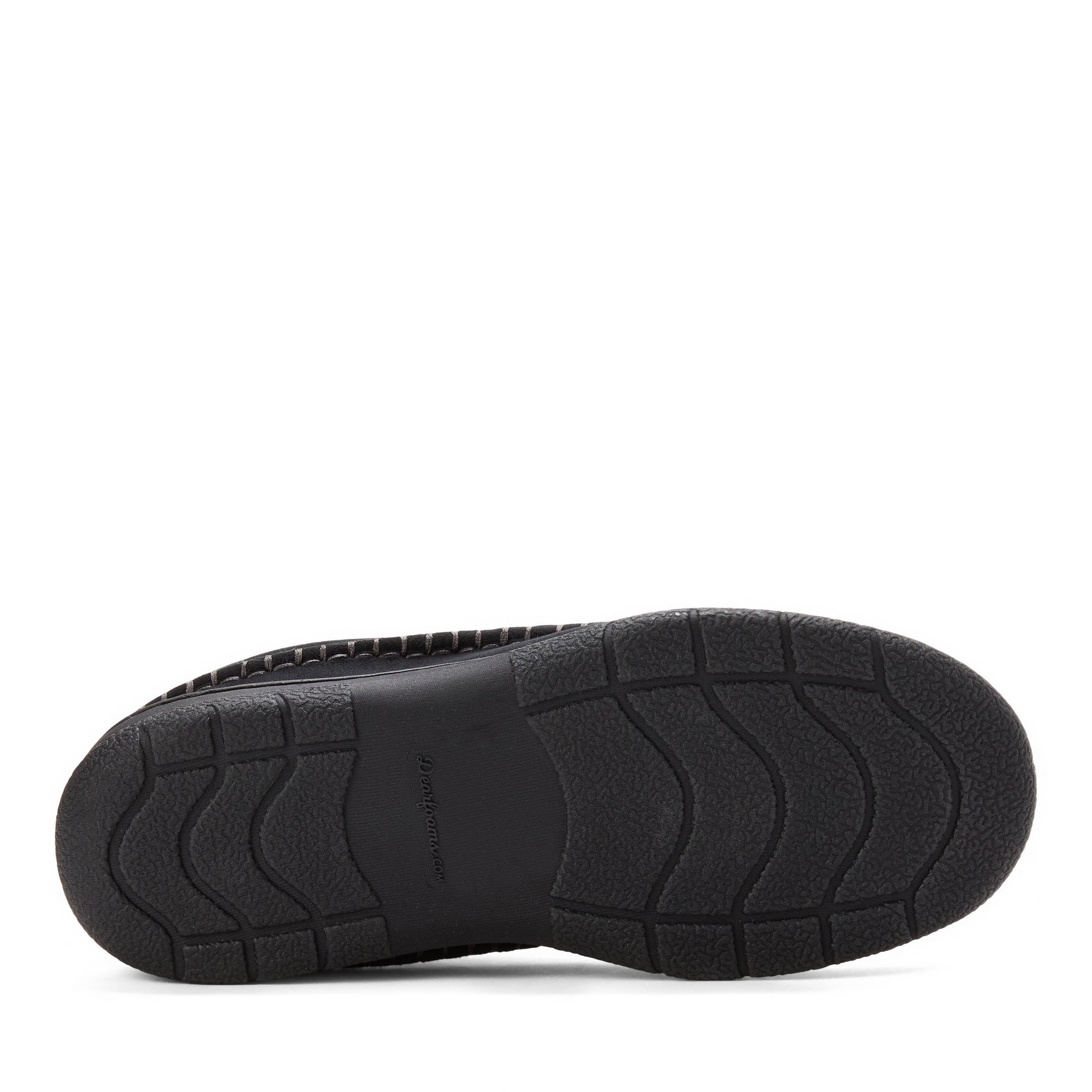 DEARFOAMS Thompson Moccasin Toe Clog Slipper, Alternate, color, Black Solid