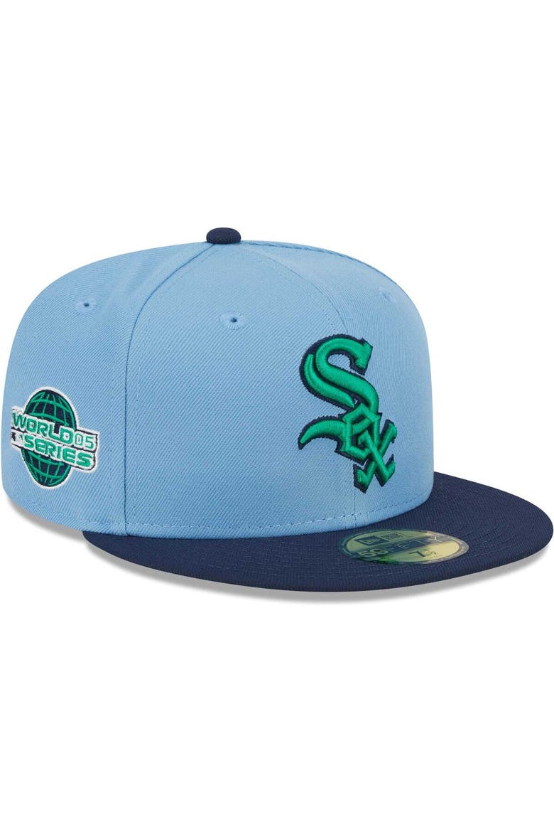 Men's New Era Light Blue/Navy Chicago White Sox Green Undervisor 59FIFTY Fitted Hat, Main, color, Light Blue