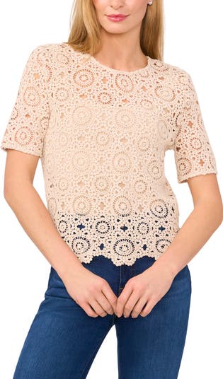 Short Sleeve Open-Stitch Top
