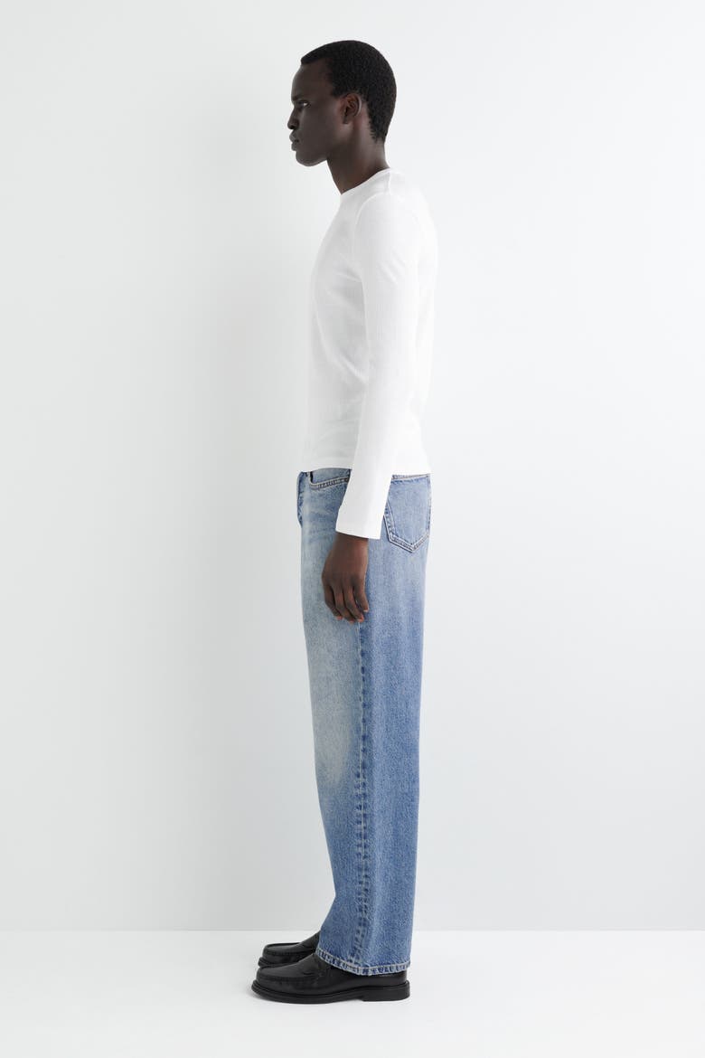 Slim Ribbed Cotton Long-Sleeved T-Shirt, Alternate, color, WHITE