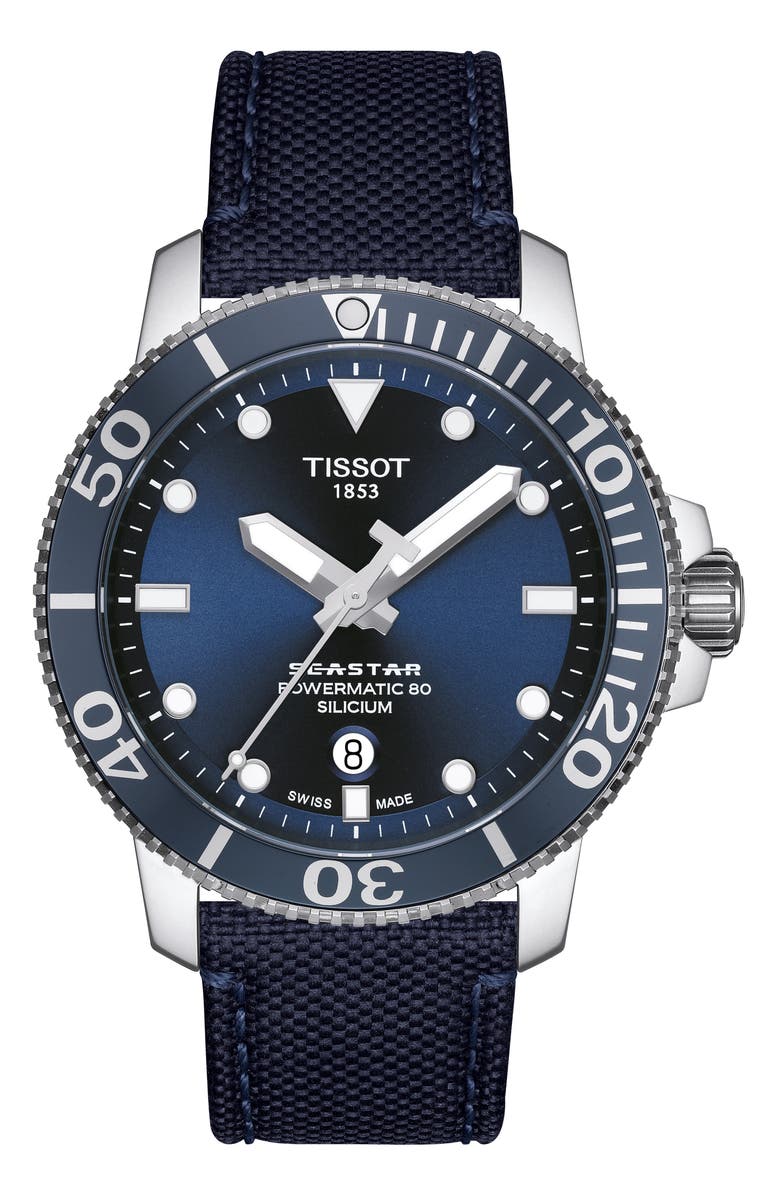 Tissot Seastar 1000 Powermatic 80 Mesh Strap Watch, 43mm, Main, color, 