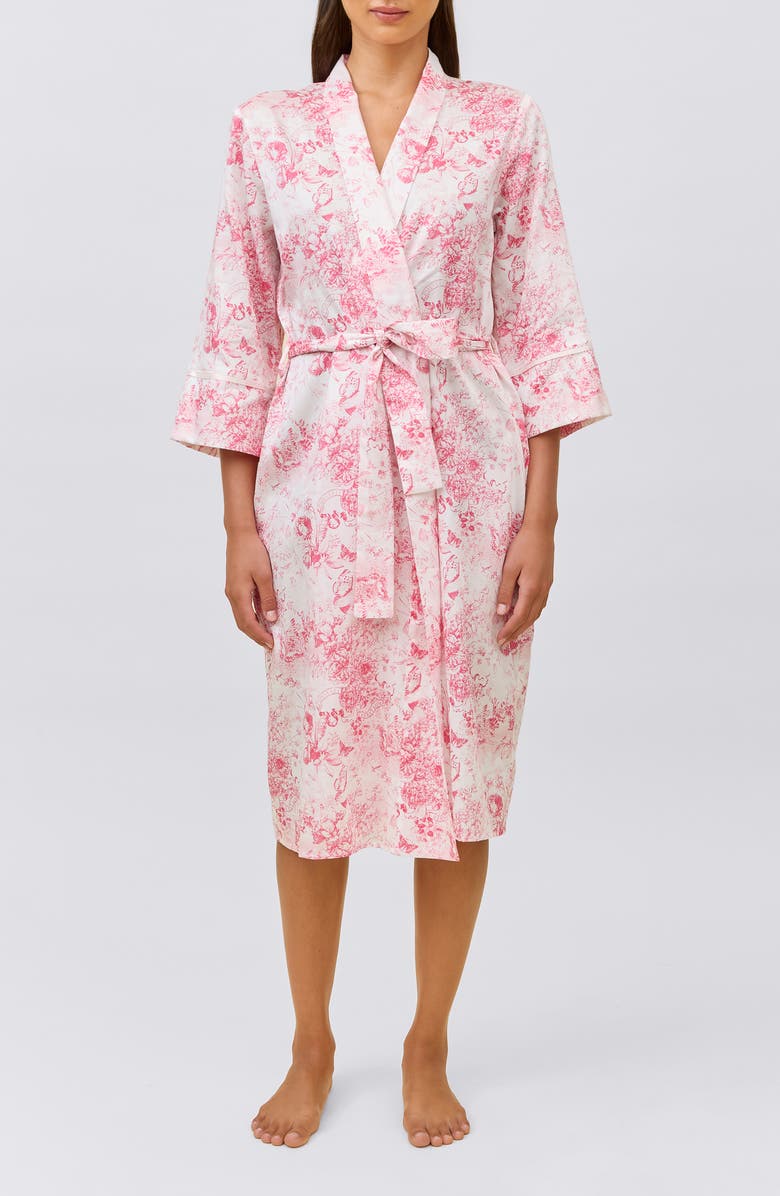 Papinelle Toile de Jouy Cotton Sateen Midi Robe, Main, color, Pink Lemonade