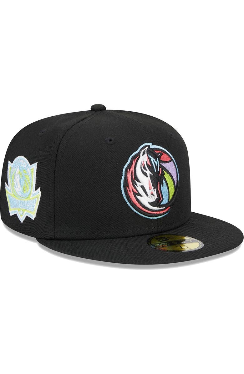 New Era Men's New Era Black Dallas Mavericks Color Pack 59FIFTY Fitted Hat, Main, color,