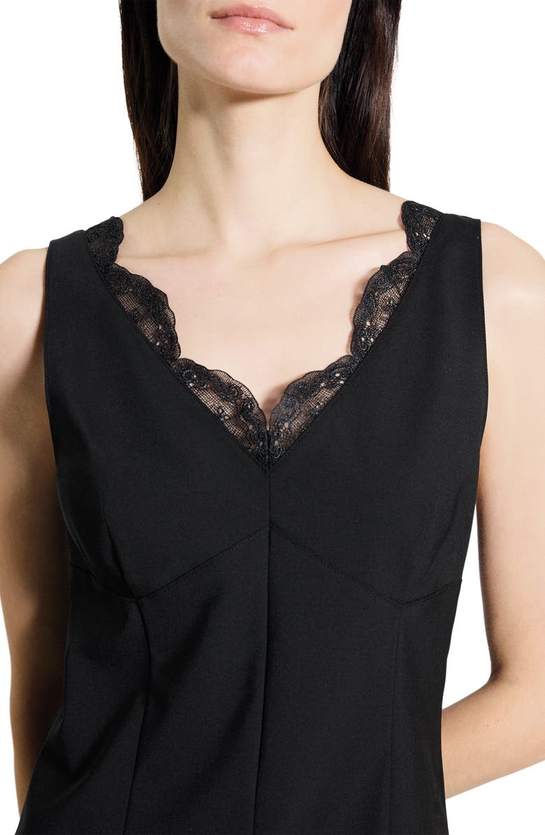 Theory Lace Trim Tailored Virgin Wool Blend Top, Alternate, color, Black