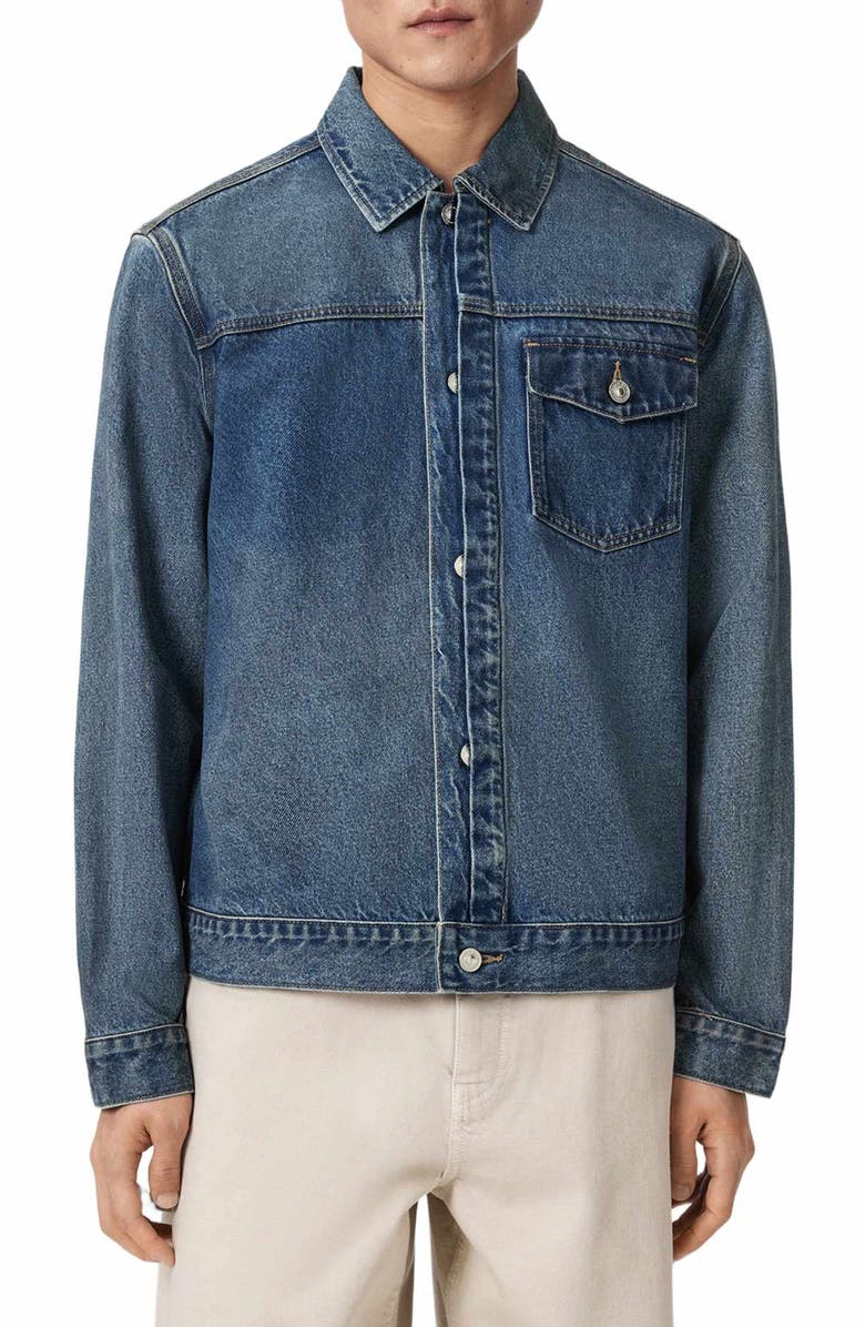 AllSaints Roth Denim Jacket, Main, color, Dark Indigo