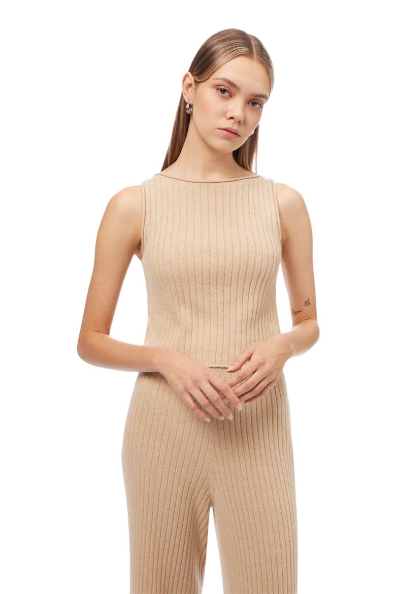 Cashmere Crop Top, Alternate, color, beige