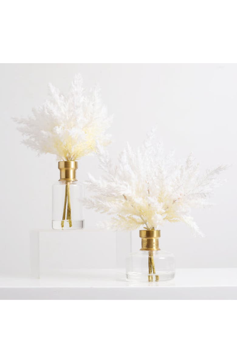 Darby Creek Trading Bleached Pampas Grass Arrangement in Glass Bud Vase, Alternate, color, White Short