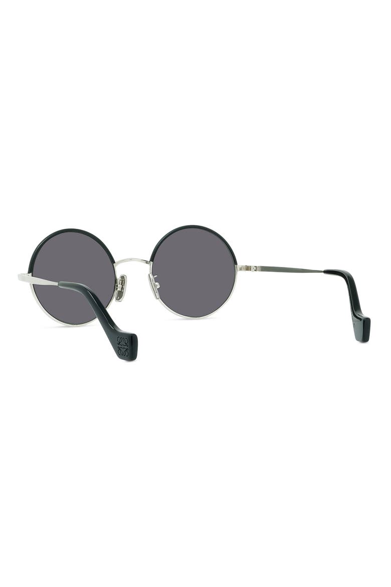 49mm Round Sunglasses, Alternate, color, PALLADIUM/BLCK LEATHER/SMOKE