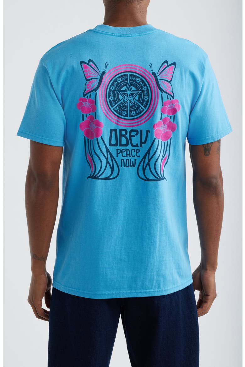 Peace Now Butterflies Graphic T-Shirt, Alternate, color, AZURE BLUE