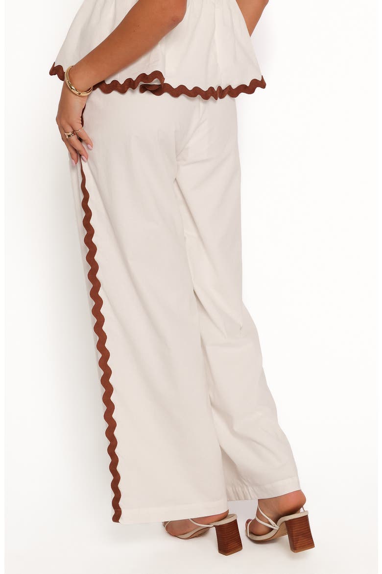 Mollymook Rickrack Trim Cotton Wide Leg Pants, Alternate, color, WHITE TAN