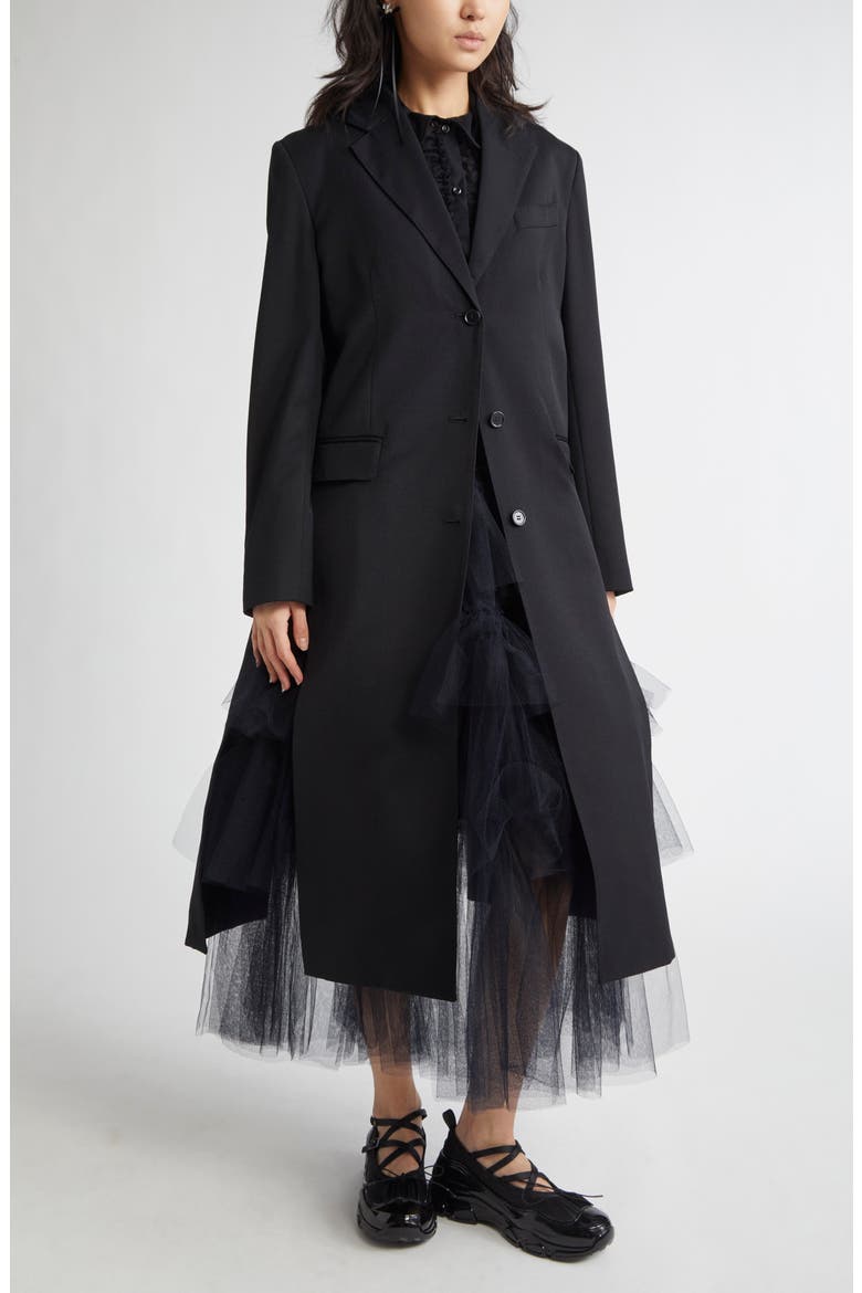 Cutout Bow Detail Worsted Coat, Alternate, color, BLACK